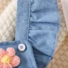 Flower Denim Overall & Bow Set