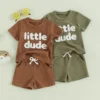 Letter Tee & Drawstring Shorts