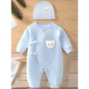 Bear Cotton Jumpsuit with Hat
