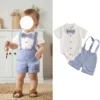 Bow Tie Romper & Suspender Set
