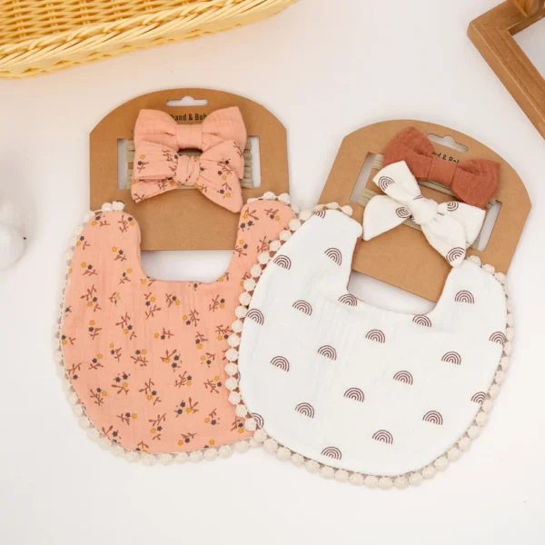 Flower Bib & Headband 3-Piece Set