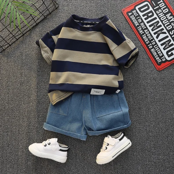 Striped Tee & Shorts Set