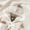 Plaid Hooded Plush Jumpsuit